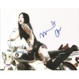 Margaret Cho signed raunchy motorbike 10x8 colour photo. American stand-up comedian, actress,