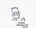 Matt Groening The Simpsons Sketch With Slight Smear Signed 8 x 10 inch. Good Condition. All signed