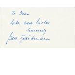 Bert Trautmann signed white card. (22 October 1923 - 19 July 2013) was a German professional