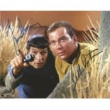 Leonard Nimoy and William Shatner signed 10x8 colour Star Trek photo as Captain James T Kirk and