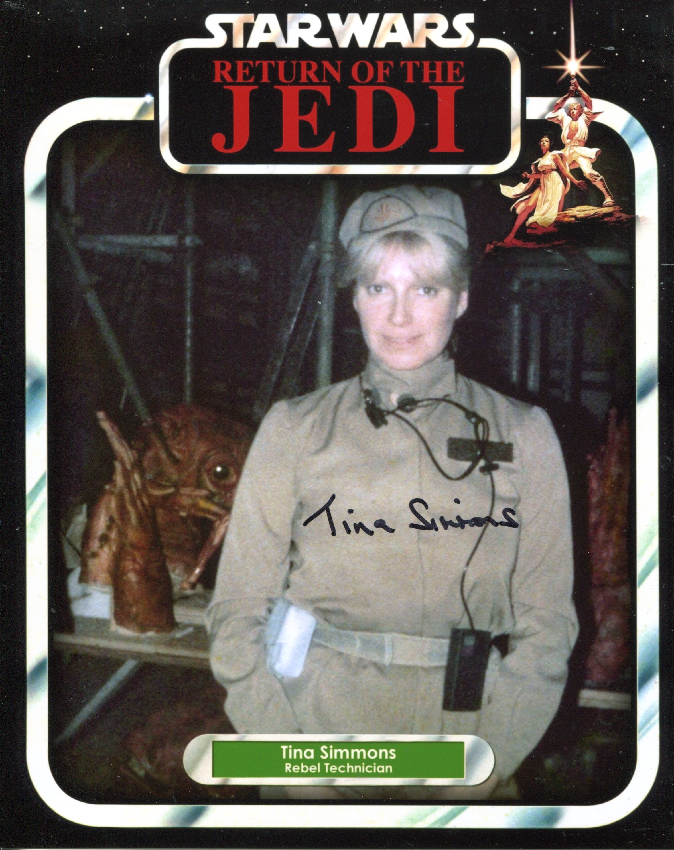 Star Wars. 8 x 10 inch photo signed by Star Wars actress Tina Simmons who played a Rebel technician.