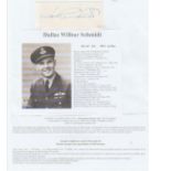 WW2 fighter ace Signature of RCAF ace FLIGHT LIEUTENANT DALLAS WILBUR SCHMIDT DFC* Beaufighter ace