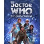 Doctor Who. 8 x 10 inch photo signed by FOUR actors who have played Doctor Who, Tom Baker, Colin