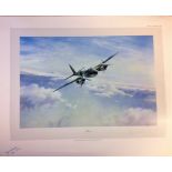 World War Two Print 20x24 titled Mosquito by the artist Robert Taylor signed in pen by veterans