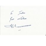 Fred Trueman signed 6x4 white card. (6 February 1931 - 1 July 2006) was an English cricketer, mainly