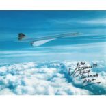Concorde Captain Mike Bannister Chief pilot signed 10 x 8 flight in Clouds photo. Good Condition.