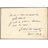 Lillah McCarthy signature piece dated April 1904. Good Condition. All signed pieces come with a