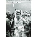 Fred Trueman. 8 x 10 inch photo signed by the late Yorkshire and England fast bowler Freddie