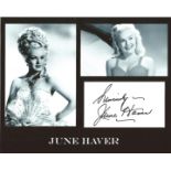 June Haver signed 10x8 b/w photo. Good Condition. All signed pieces come with a Certificate of