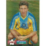 Dan Petrescu signed A4 from Match Magazine - pictured in yellow Chelsea 'away' strip, signed in blue