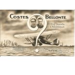 1930 Coste Bellonte vintage postcard New York Paris Flight . Good Condition. All signed pieces