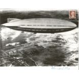 Sir Barnes Wallis signed 10 x 8 b/w photo of R100 Airship fixed to card. This was signed in 1972 and