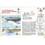 Admiral Godfrey Place VC Lt Cdr Jones signed Navy official Submarine 75th ann cover. Good Condition.