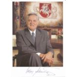 Valdus Adamkus Former President Of Lithuania Signed 6xb Photo. Good Condition. All signed pieces