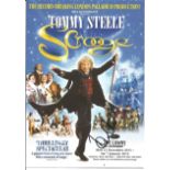 Tommy Steele signed flyer for Scrooge. Good Condition. All signed pieces come with a Certificate