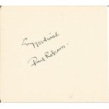 Paul Robeson large autograph album page. Comes with biography information. Good Condition. All