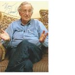 Noam Chomsky the father of modern linguistics signed 6 x 4 colour photo, seated. Comes with