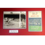 Peter Mcparland signed b/w photo. Mounted alongside 1957 match day programme. Approx overall size