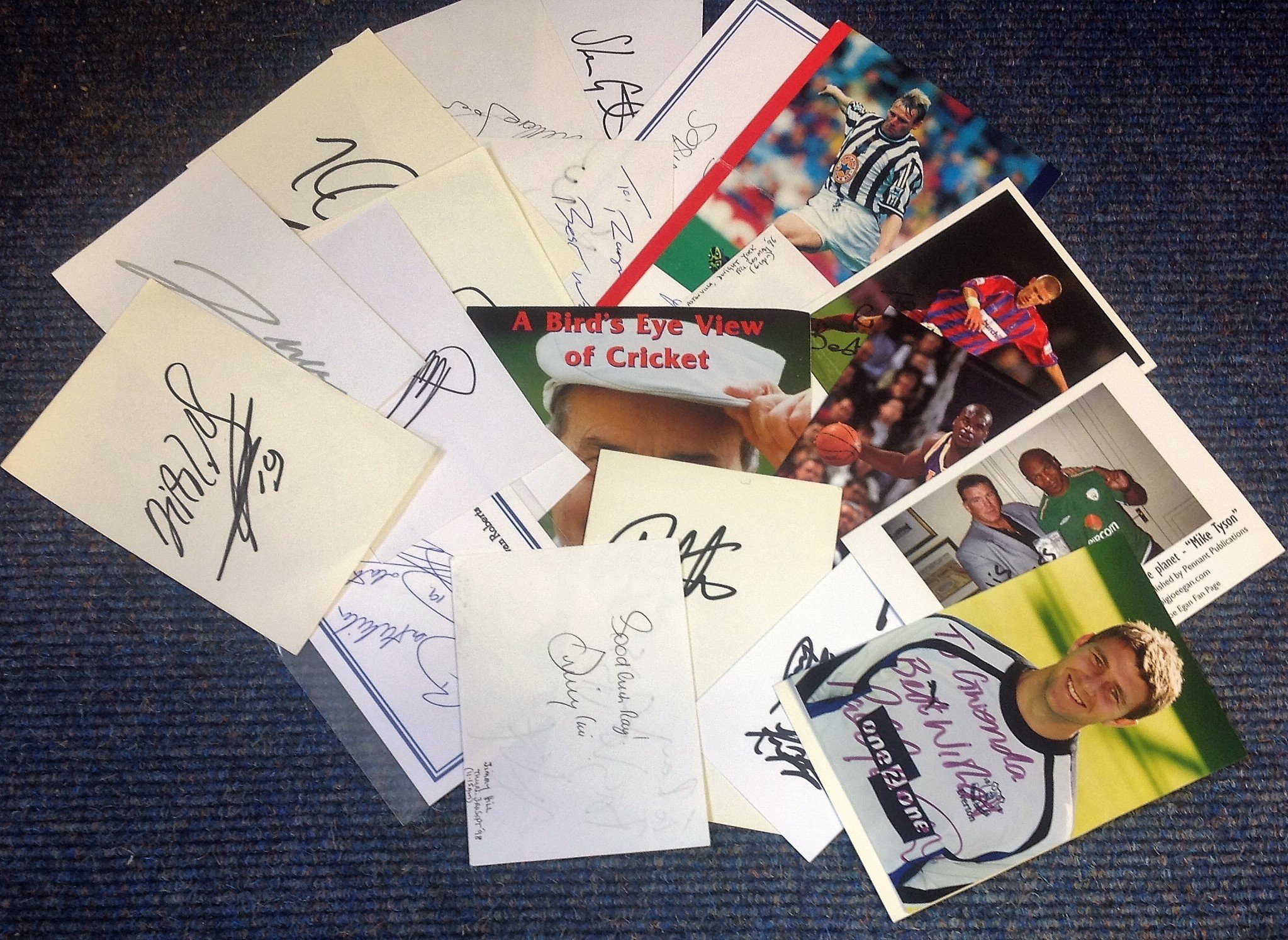 Sport signed collection. 20+ items. Assortment of flyers, album pages, photos. Some of names