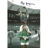 Autographed 12 x 8 photo, RAY GRAYDON, a superb image depicting Graydon holding aloft the League Cup