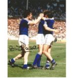 Autographed 8 x 6 photo, BRIAN TALBOT, a superb image depicting Talbot and Clive Woods celebrating