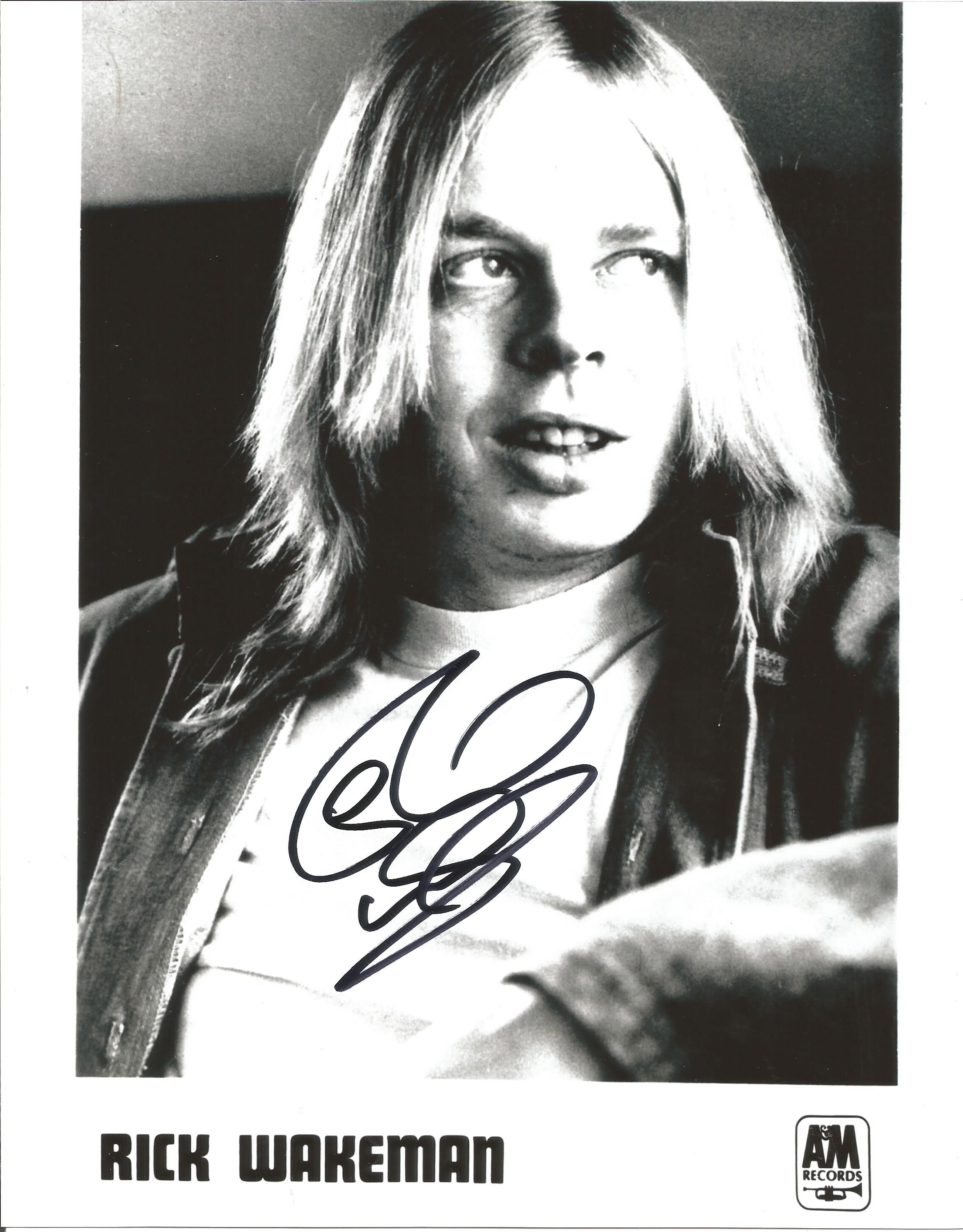 Rick Wakeman signed 10x8 b/w photo. Good Condition. All signed pieces come with a Certificate of