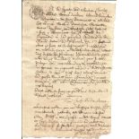 1808 Napoleonic Italian hand written document with black circular official stamp. Good Condition.