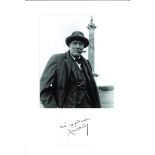 Robert Hardy signature piece mounted below b/w photo as Winston Churchill. Approx overall size