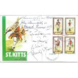 Victoria Cross multiple signed 1981 St Kitts Military FDC. Signed by 7 VC winners Tommy Gould VC,