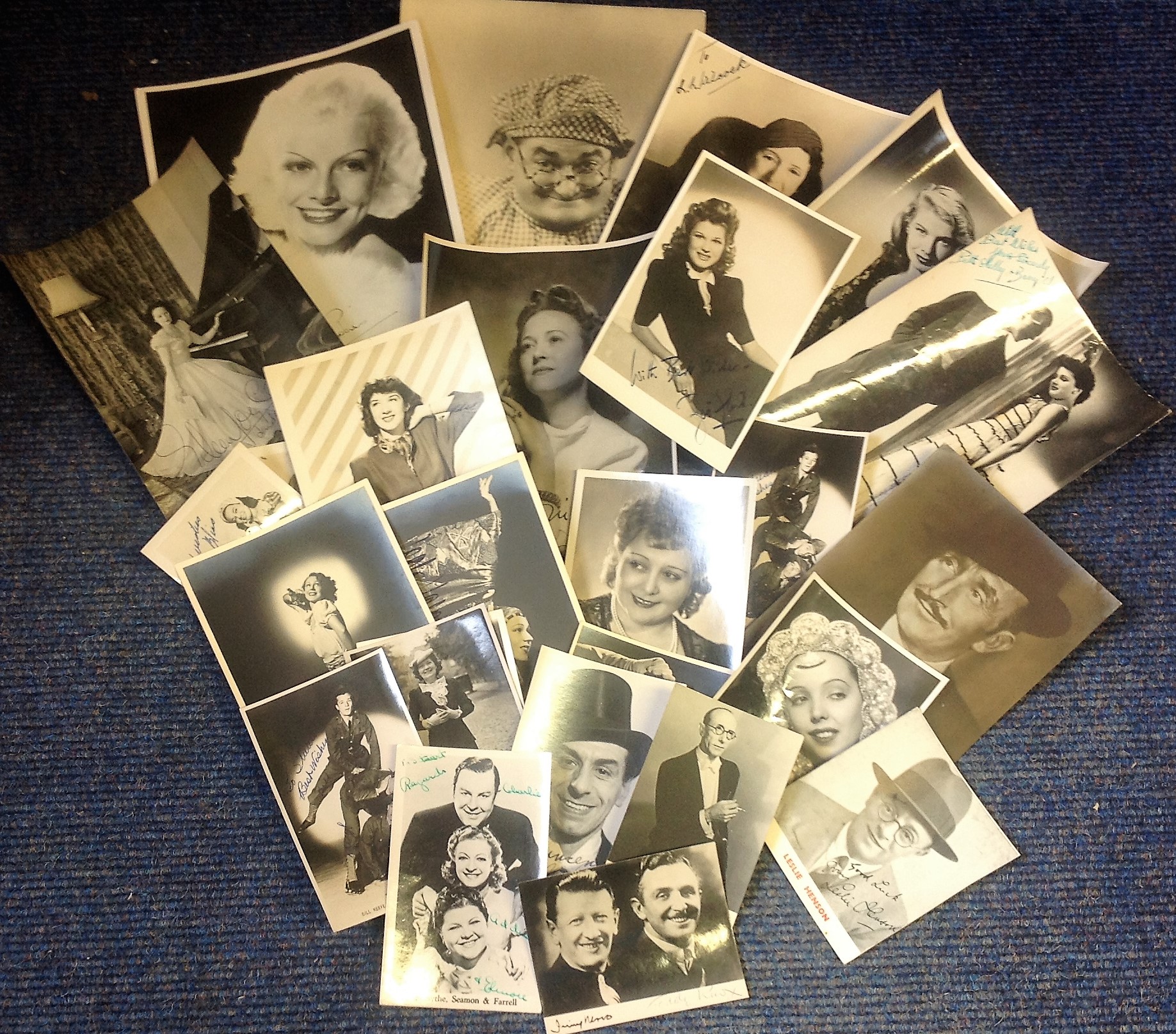 Vintage signed photo collection. 20+ plus assorted sizes mainly sepia and b/w. Some of names