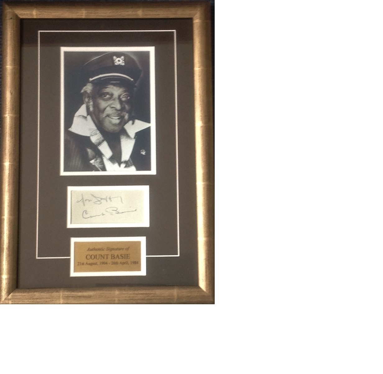 Count Basie signature piece 17x12 overall includes b/w photo, signed album page and authentic