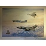 RAF 13x17 print titled 1X SQUADRON REUNION by the artist John. S. Fox dedicated to Jim Shortlands