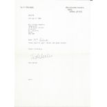 Ted Dexter England Cricket Signed 1989 Letter. Good Condition. All signed pieces come with a
