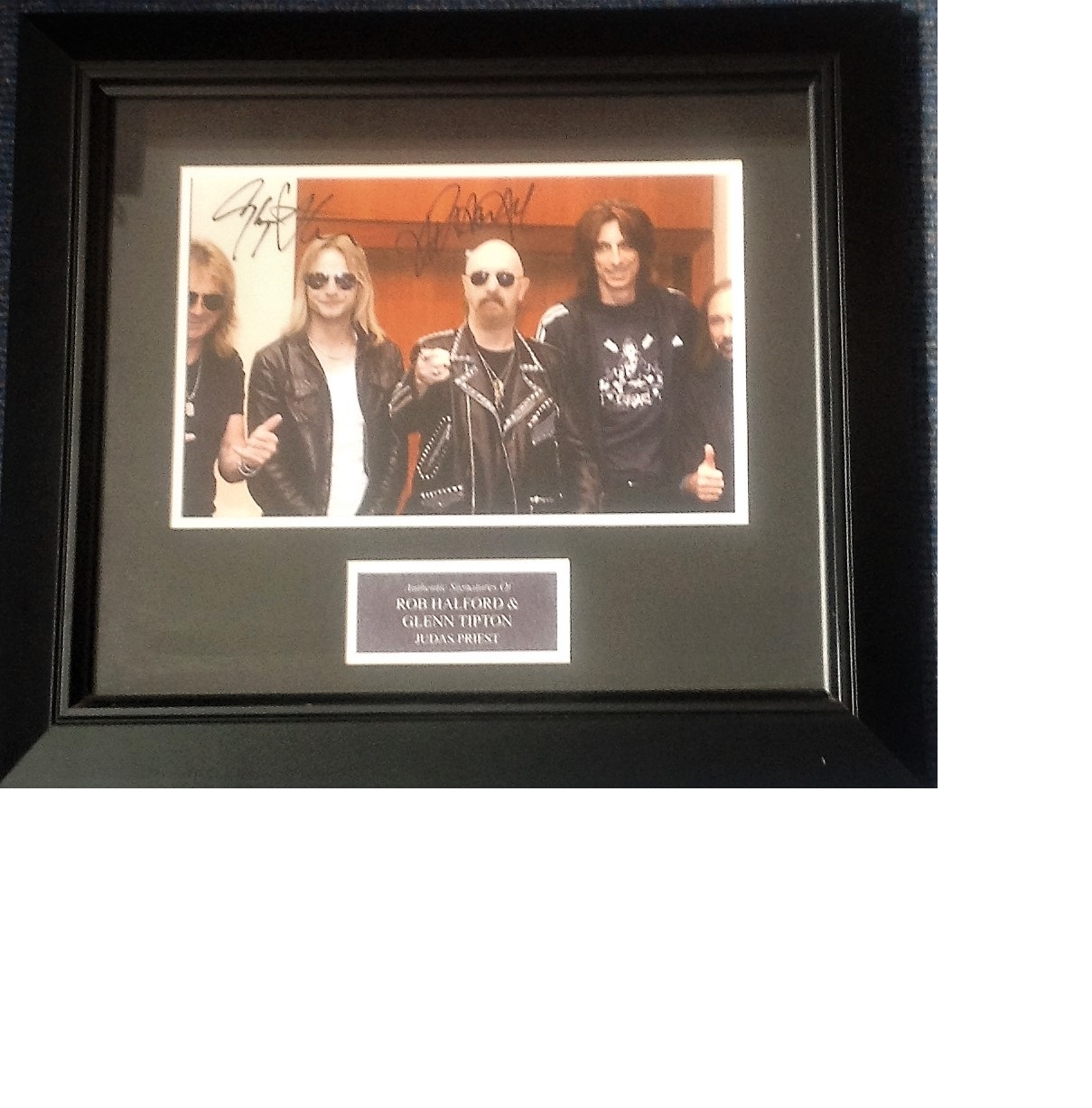 Judas Priest signed colour photo 16x18 overall mounted and framed to a professional standard