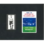 Tom Finney signed small b/w photo mounted alongside programme. Approx overall size 12x10. Good