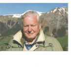 David Attenborough signed colour 6 x 4 photo, mountains in background. Good Condition. All signed