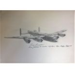 Dambuster 12x16 Lancaster print signed by Tony Burcher rear gunner 617 Squadron Capt Hoppy