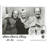 Music Peter, Paul and Mary 10x8 signed b/w photo. Peter, Paul and Mary was an American folk group