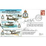 AM Sir G Clayton DFC, Sqn Ldr J Haskins WW2 RAF veterans signed 50th ann Bomber Command North Sea