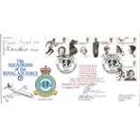 Treble signed 1996 Famous Woman RAF official FDC 40 with BFPS postmark. Flown by Nimrod and signed