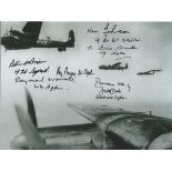 World War Two Lancaster 8x7 b/w photo signed by 7, bomber command veterans includes Flt Lt Eric