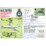 GREAT WAR ACE: 203 Squadron cover signed by Great War pilot 2nd Lt E. F Adams who flew with 203