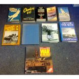 Military book collection includes 10 wartime books titles include East Anglia 1942, Out of the Blue,