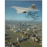 Concorde Captain Mike Bannister Chief pilot signed 10 x 8 over Tower Bridge photo. Good condition