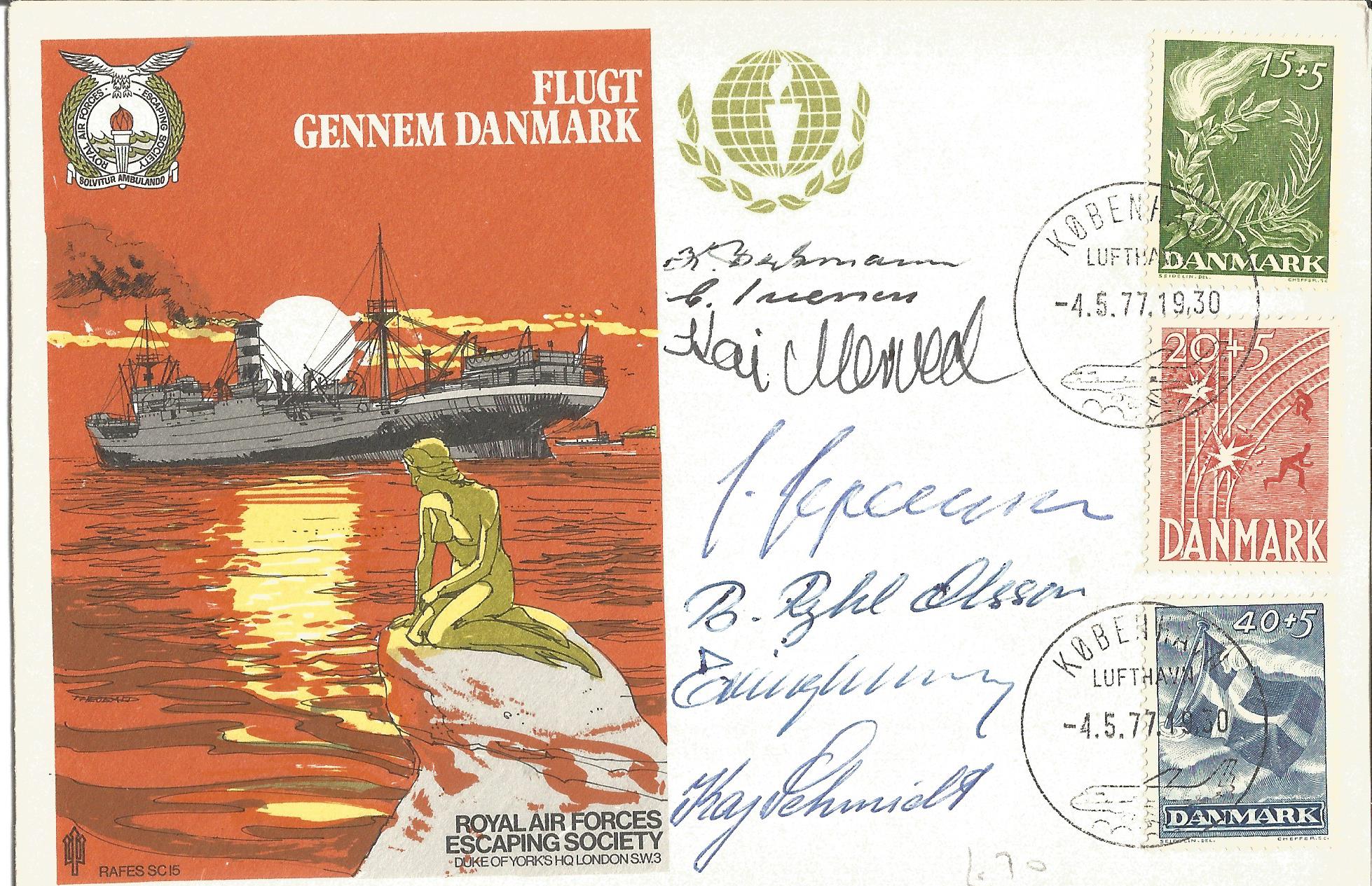 Rare variety multisigned RAF Escaping Society Escape from Denmark cover, very rare number 4 of 18.