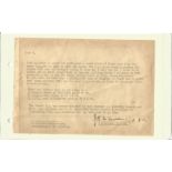 World War One Major J B McCudden VC, DSO & Bar , MM signed combat report while serving with 56