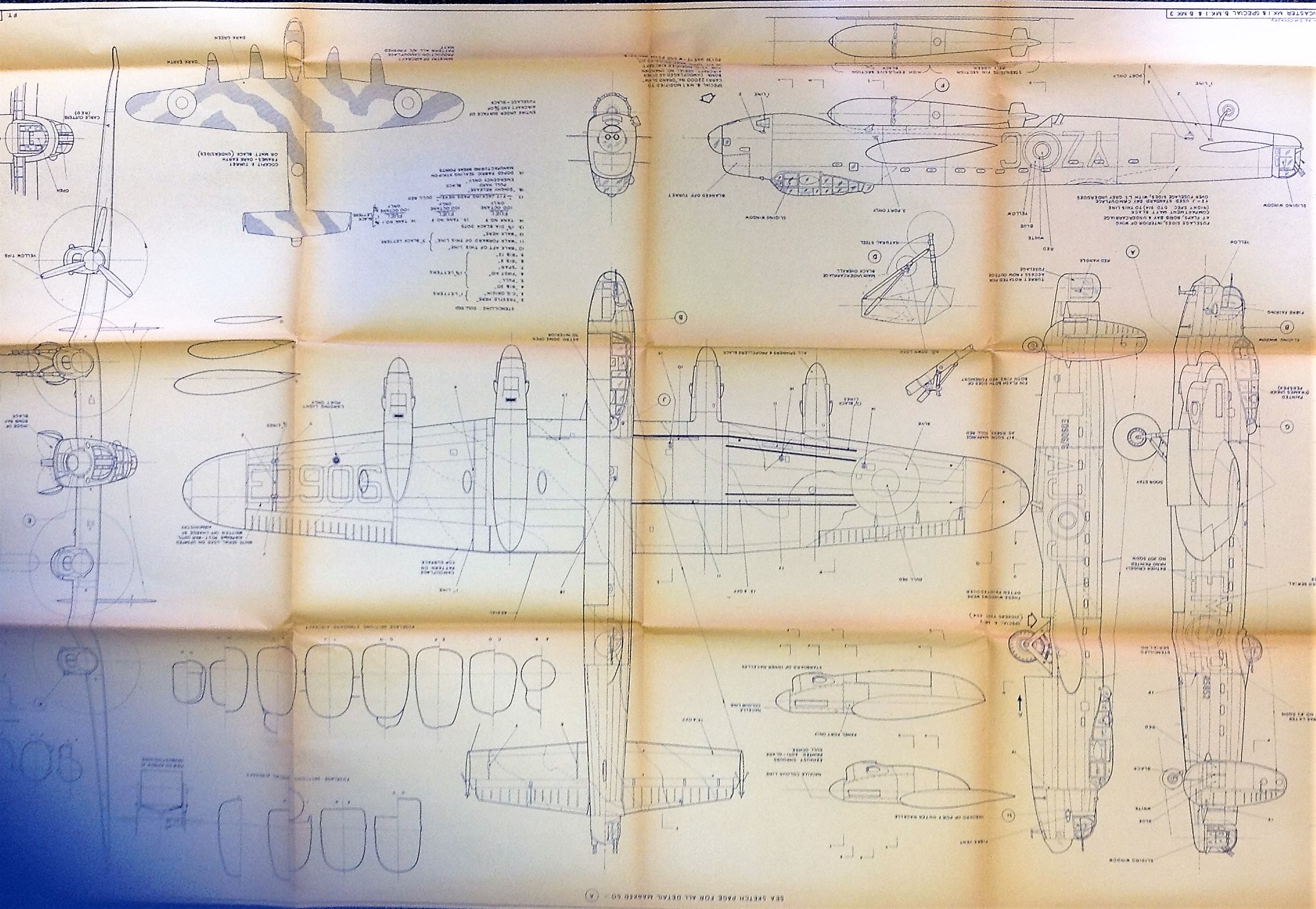 World War Two Avro Lancaster Bomber MK1 Spec detailed drawings of the iconic world war Two bomber.