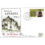 Return to Colditz Red Cross cover signed by former WW2 POW inmate Charles Upham VC, who won the