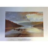 Dambuster World War Two print 16x22 title "DAM PRATICE" by the artist Gordon Wright signed by 617