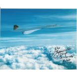 Concorde Captain Mike Bannister Chief pilot signed 10 x 8 flight in Clouds photo. Good condition